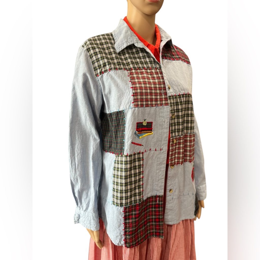 Chambray Cabin Creek Vintage 90s Plaid Color Block Button Down Shirt-Xl
